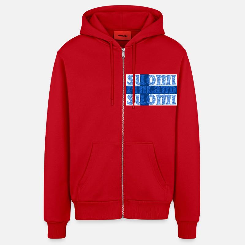 drapeau Finlande Finlande - Veste à capuche bio décontractée fabriquée en UE - rouge