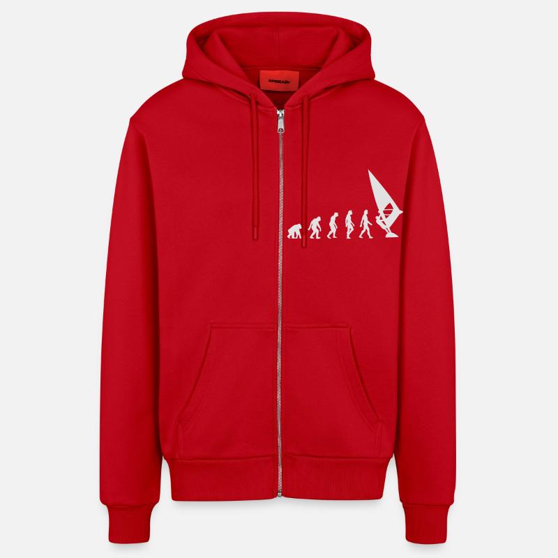 Die Evolution von Windsurfen - Organic Relaxed Kapuzenjacke Made in EU - Rot