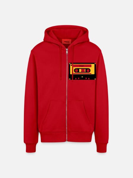 Kassette 70er - Organic Relaxed Kapuzenjacke Made in EU - Rot