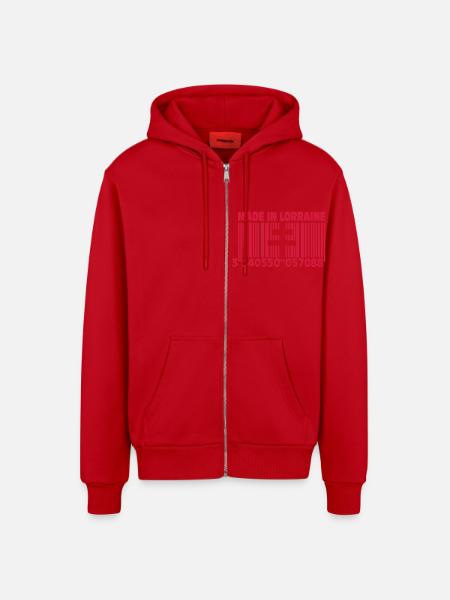 Made in Lorraine II - Organic Relaxed Hooded Jacket Made in EU - red