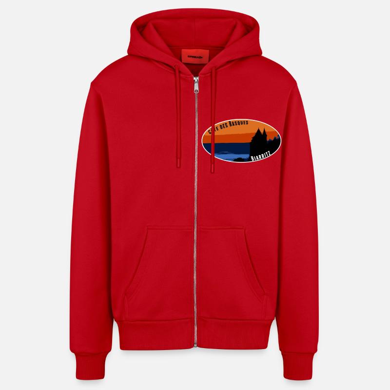 Côte des Basques Biarritz - Veste à capuche bio décontractée fabriquée en UE - rouge