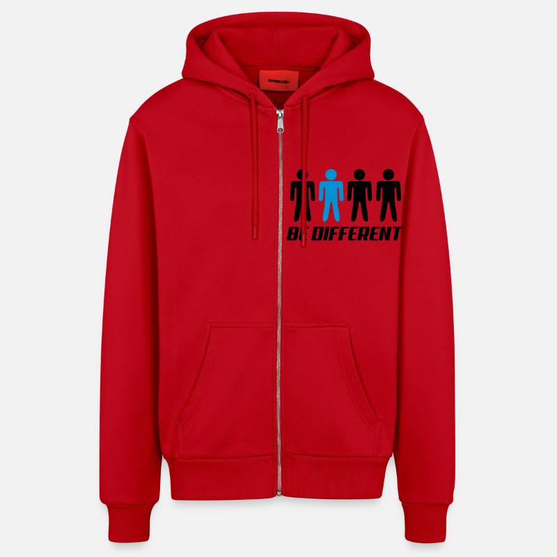 be_different - Veste à capuche bio décontractée fabriquée en UE - rouge