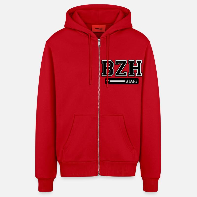 breizh staff logo - Veste à capuche bio décontractée fabriquée en UE - rouge