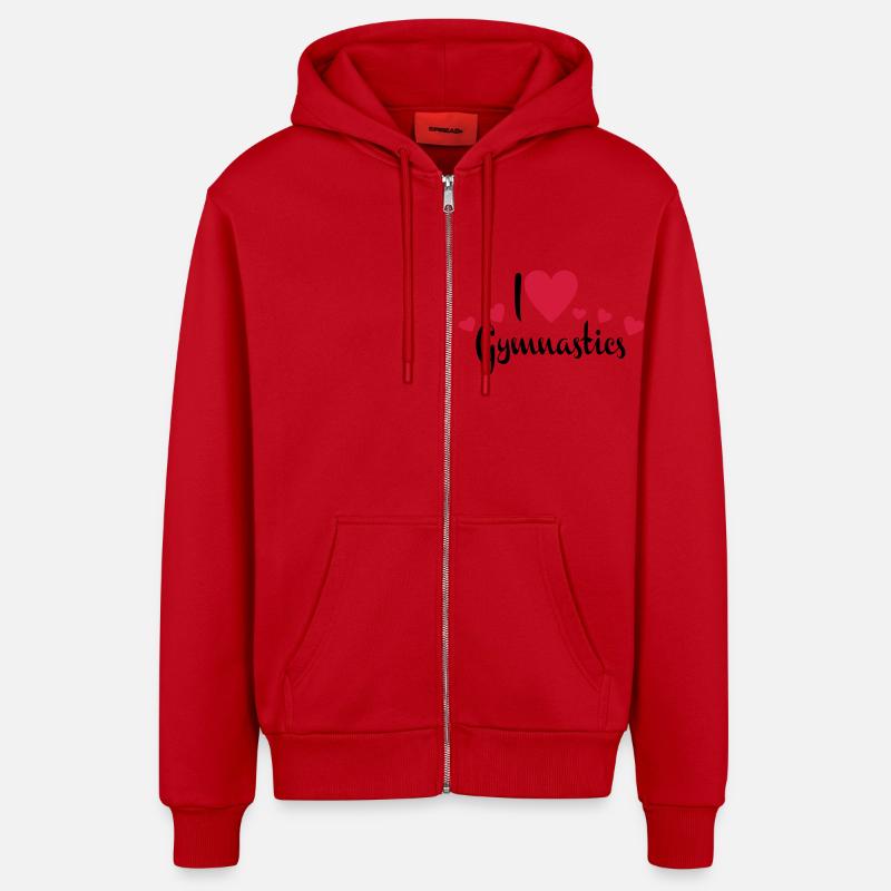 Gymnastique - Veste à capuche bio décontractée fabriquée en UE - rouge
