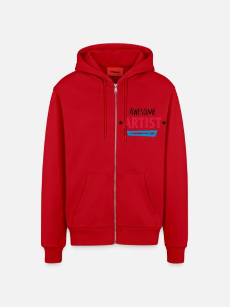 Artiste - Veste à capuche bio décontractée fabriquée en UE - rouge