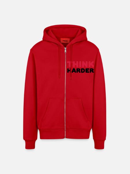 Think harder - Veste à capuche bio décontractée fabriquée en UE - rouge