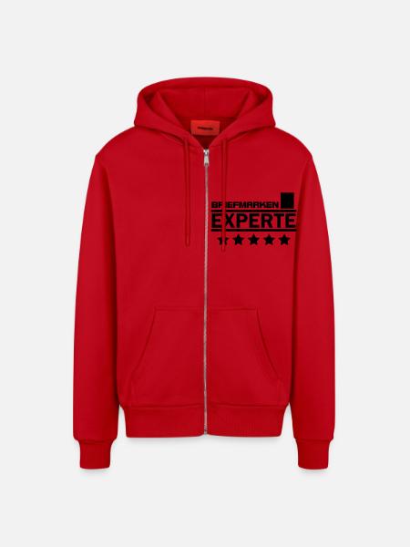 briefmarken experte - Organic Relaxed Kapuzenjacke Made in EU - Rot