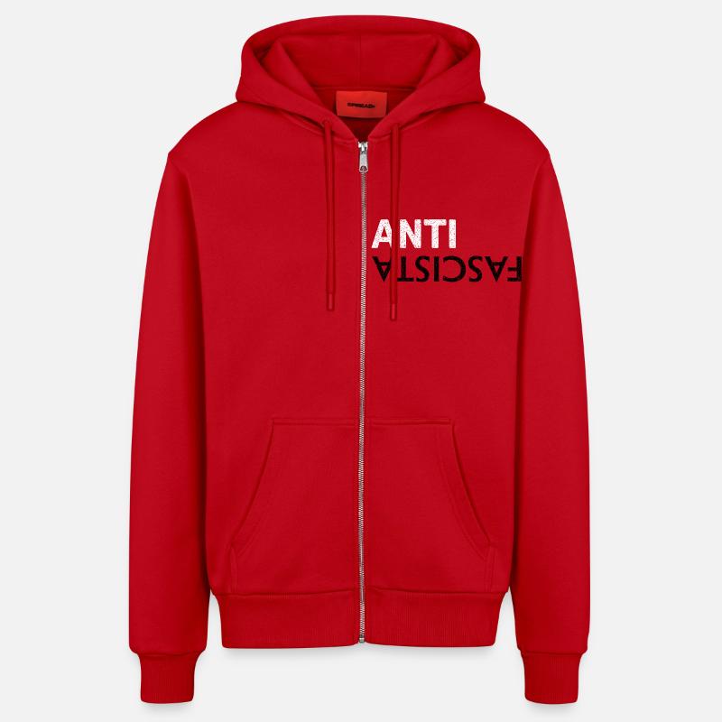 Antifasciste - Veste à capuche bio décontractée fabriquée en UE - rouge