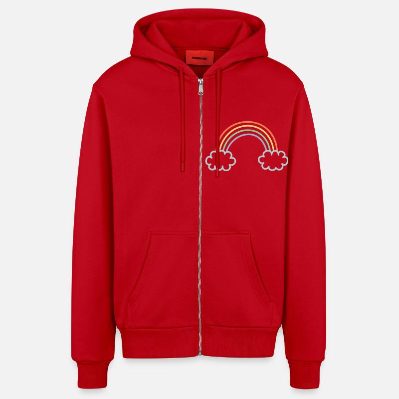 Regenbogen eingefaerbt - Organic Relaxed Kapuzenjacke Made in EU - Rot