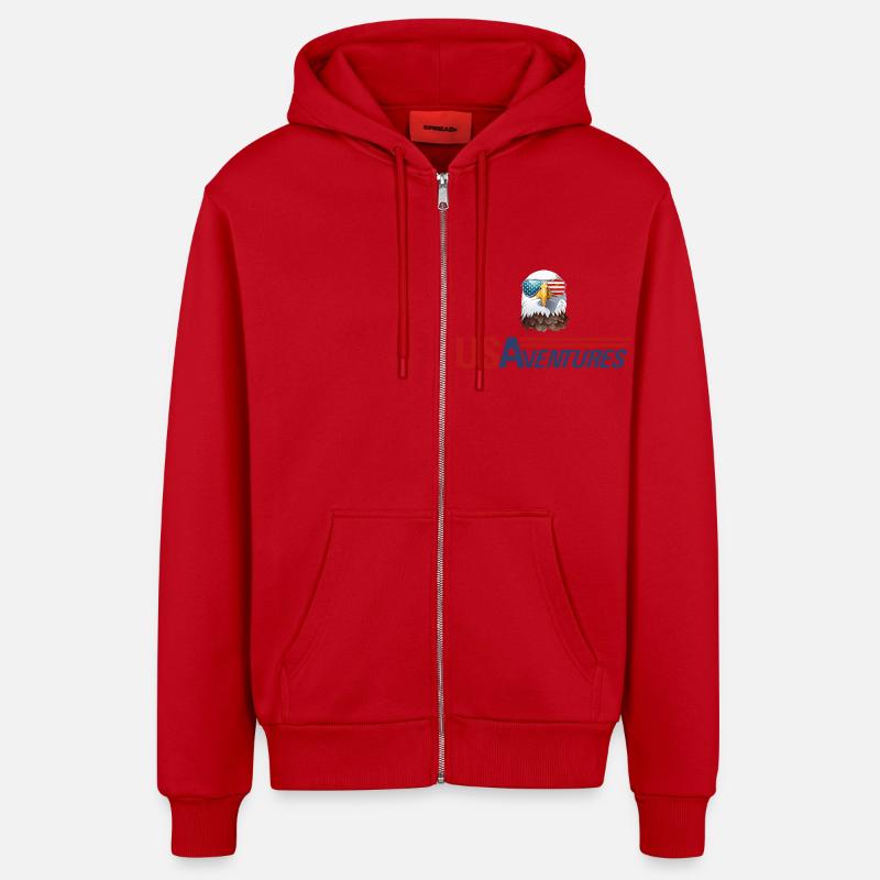 Eagle head logo - Veste à capuche bio décontractée fabriquée en UE - rouge