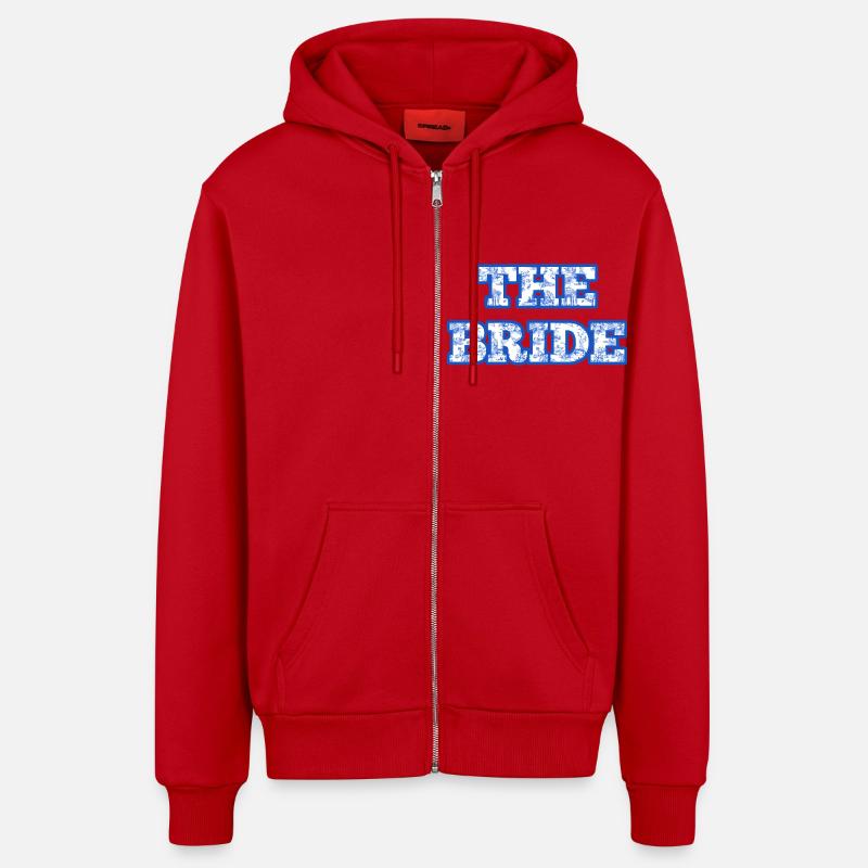 The bride chinoiserie bleu - Veste à capuche bio décontractée fabriquée en UE - rouge