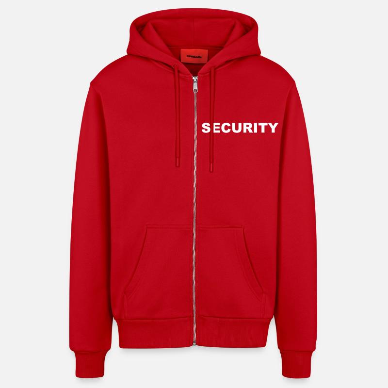 Sécurité - Service de sécurité - Videur - Veste à capuche bio décontractée fabriquée en UE - rouge