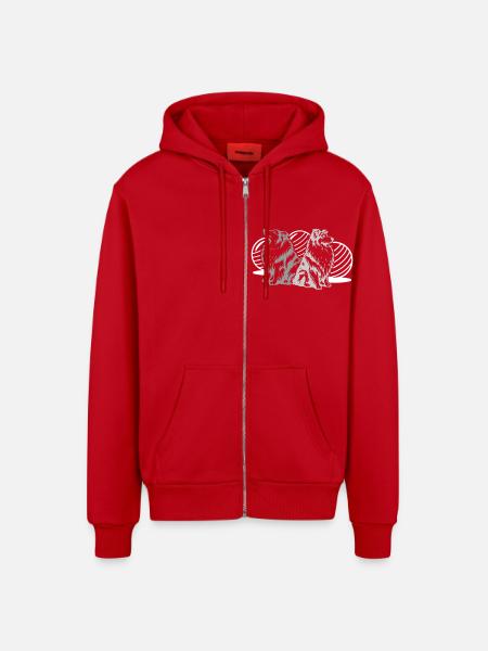 Driftball (3 colours) - Organic Relaxed Hooded Jacket Made in EU - red