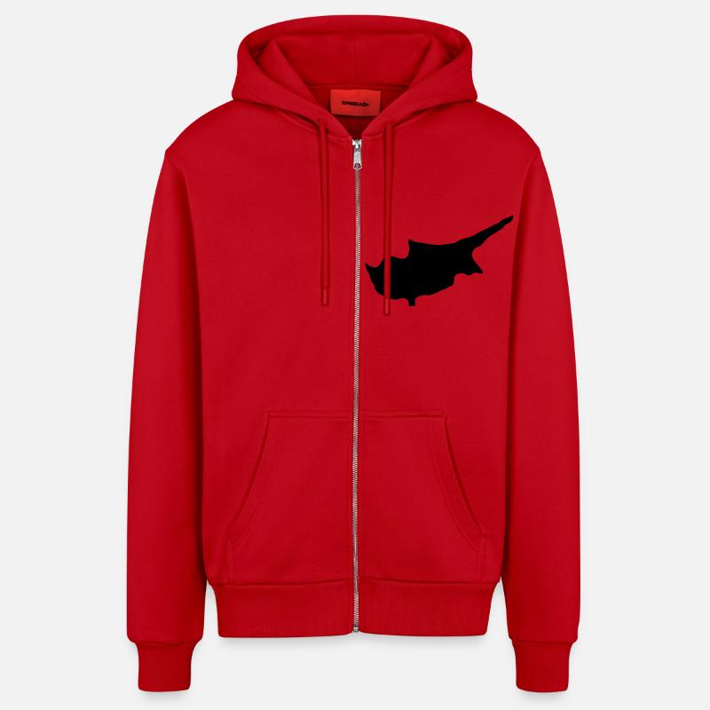 Chypre - Veste à capuche bio décontractée fabriquée en UE - rouge