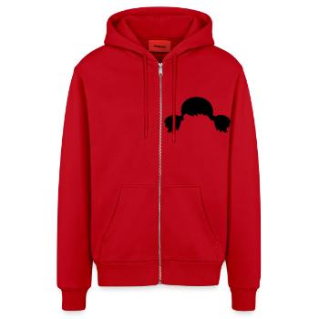 Le style des tresses de cheveux - Veste à capuche bio décontractée fabriquée en UE - rouge - Devant