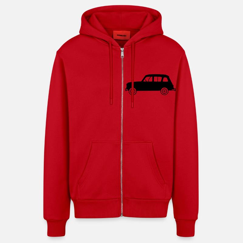 Youngtimer 4L profil - Veste à capuche bio décontractée fabriquée en UE - rouge
