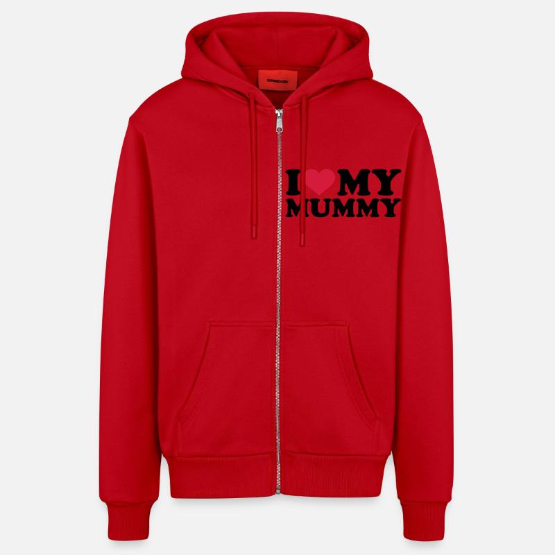 I love my Mummy - Veste à capuche bio décontractée fabriquée en UE - rouge