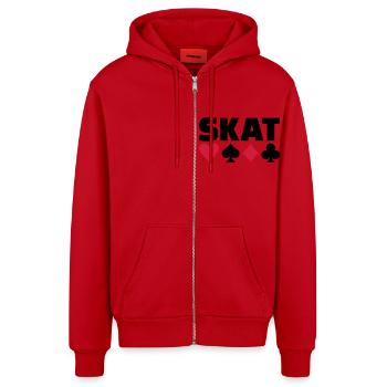 Skat - Veste à capuche bio décontractée fabriquée en UE - rouge - Devant