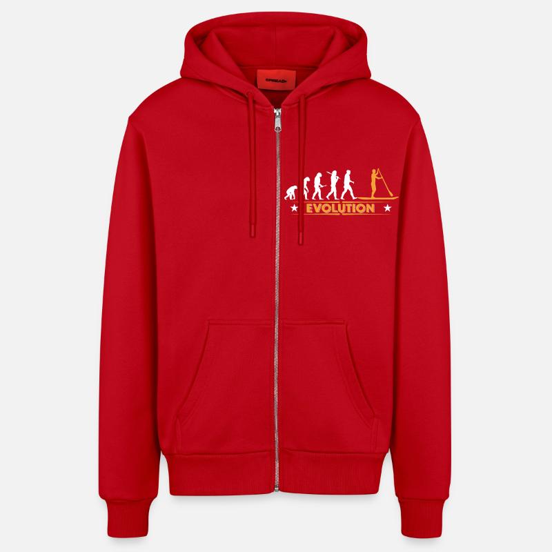 SUP - Stand up paddle - Evolution - Organic Relaxed Hooded Jacket Made in EU - red