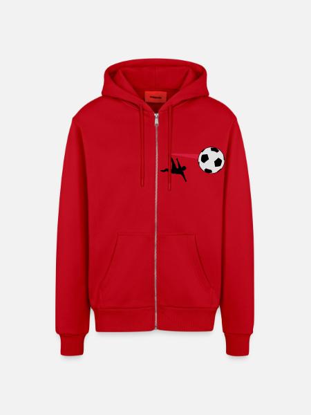 de soccer - Veste à capuche bio décontractée fabriquée en UE - rouge