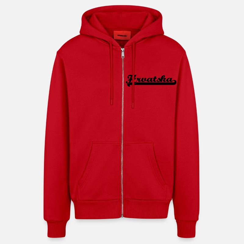 écrit de Hrvatska - Veste à capuche bio décontractée fabriquée en UE - rouge