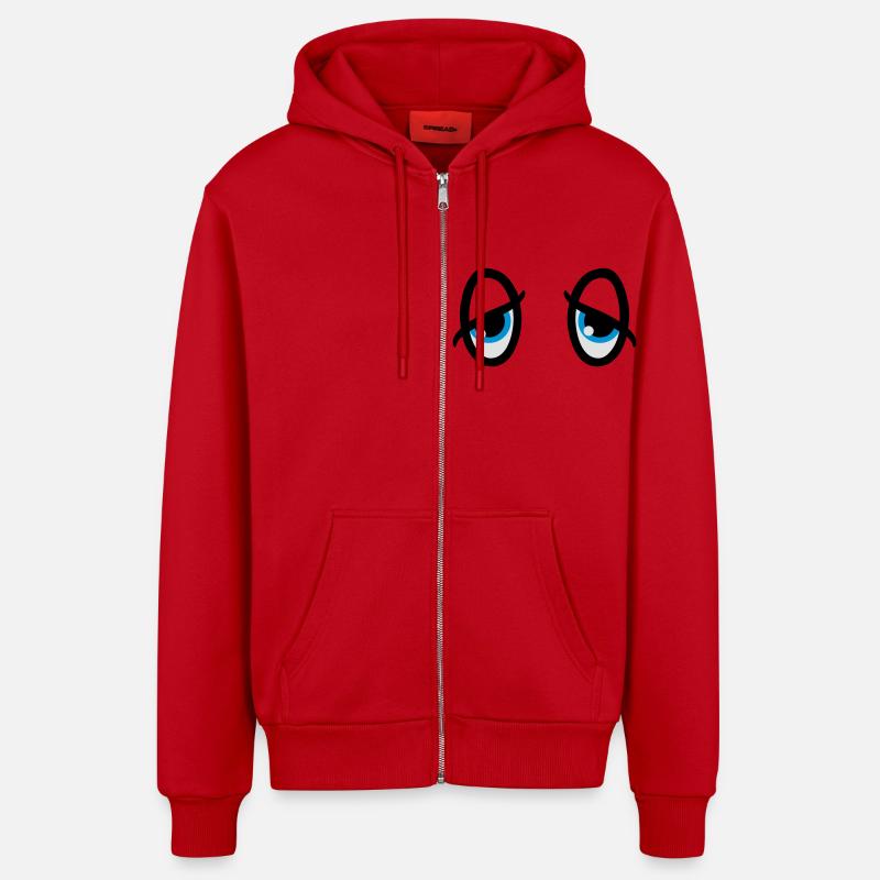 Eye comic tired - Organic Relaxed Hooded Jacket Made in EU - red