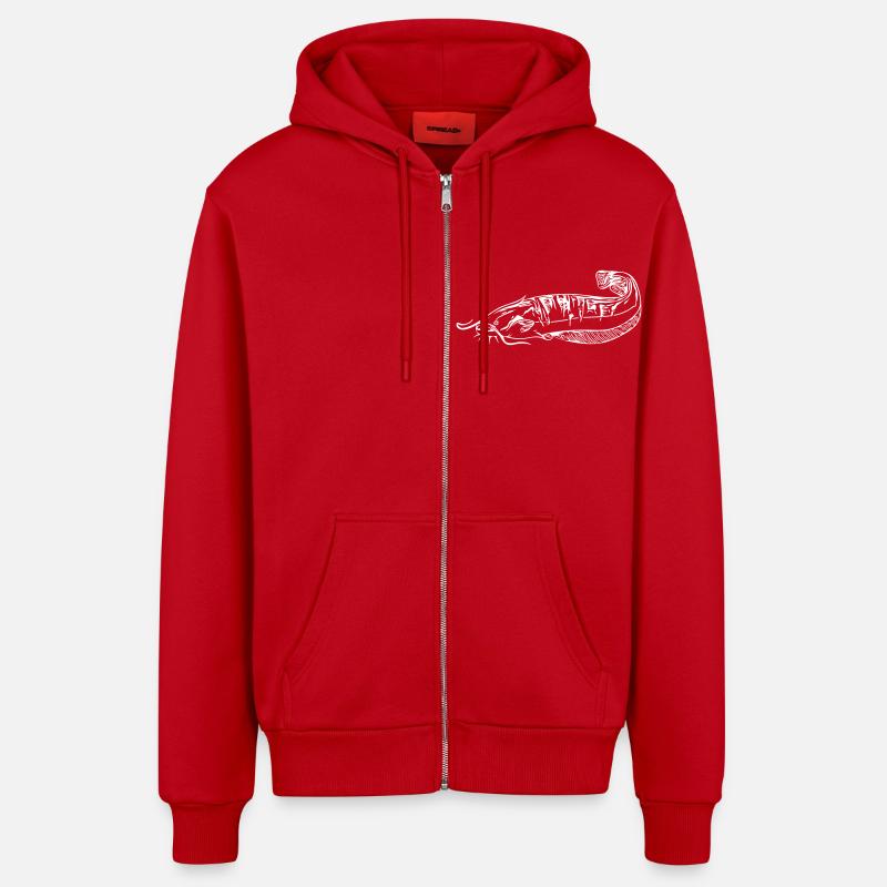 Silure - pêche silure - Veste à capuche bio décontractée fabriquée en UE - rouge