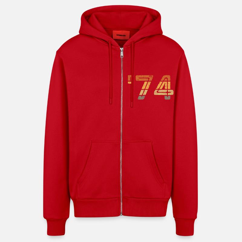 '74 - 1974 - Veste à capuche bio décontractée fabriquée en UE - rouge