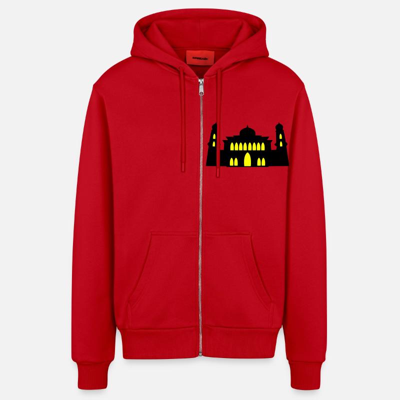 moschee silhouette - Organic Relaxed Kapuzenjacke Made in EU - Rot