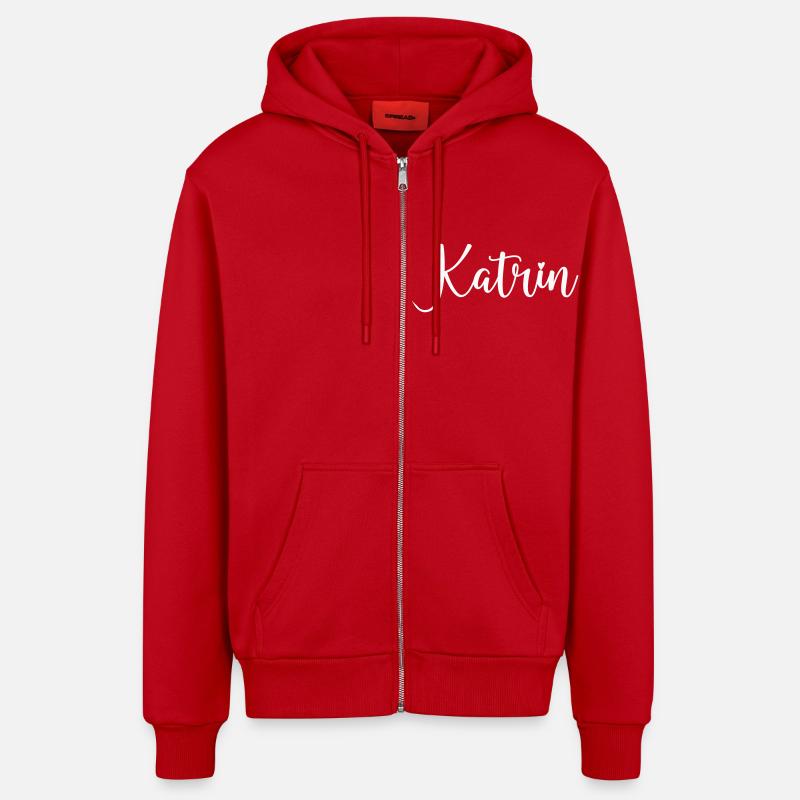 Nom de Katrin - Veste à capuche bio décontractée fabriquée en UE - rouge