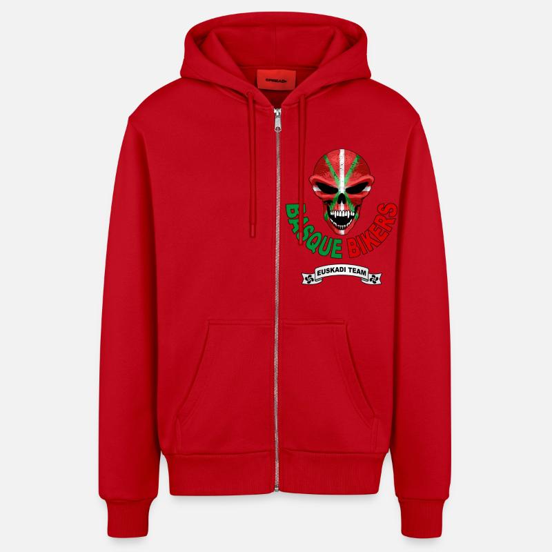 basque biker - Veste à capuche bio décontractée fabriquée en UE - rouge