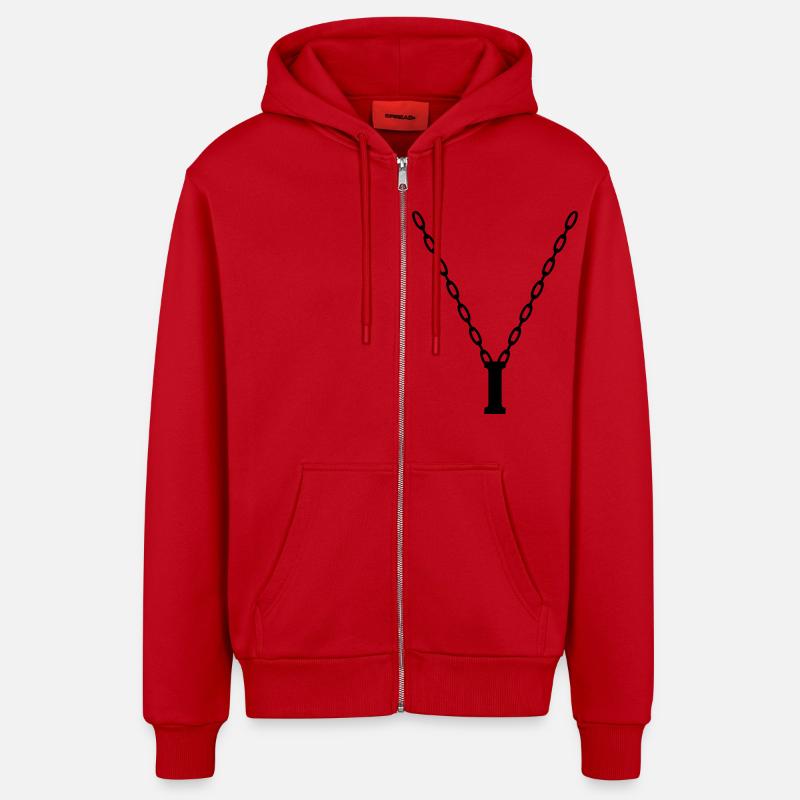 Buchstabenkette Initial I - Organic Relaxed Kapuzenjacke Made in EU - Rot