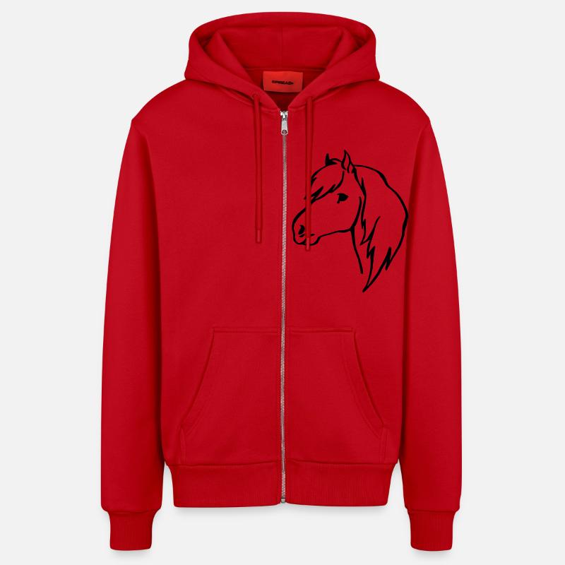 Poney - Veste à capuche bio décontractée fabriquée en UE - rouge