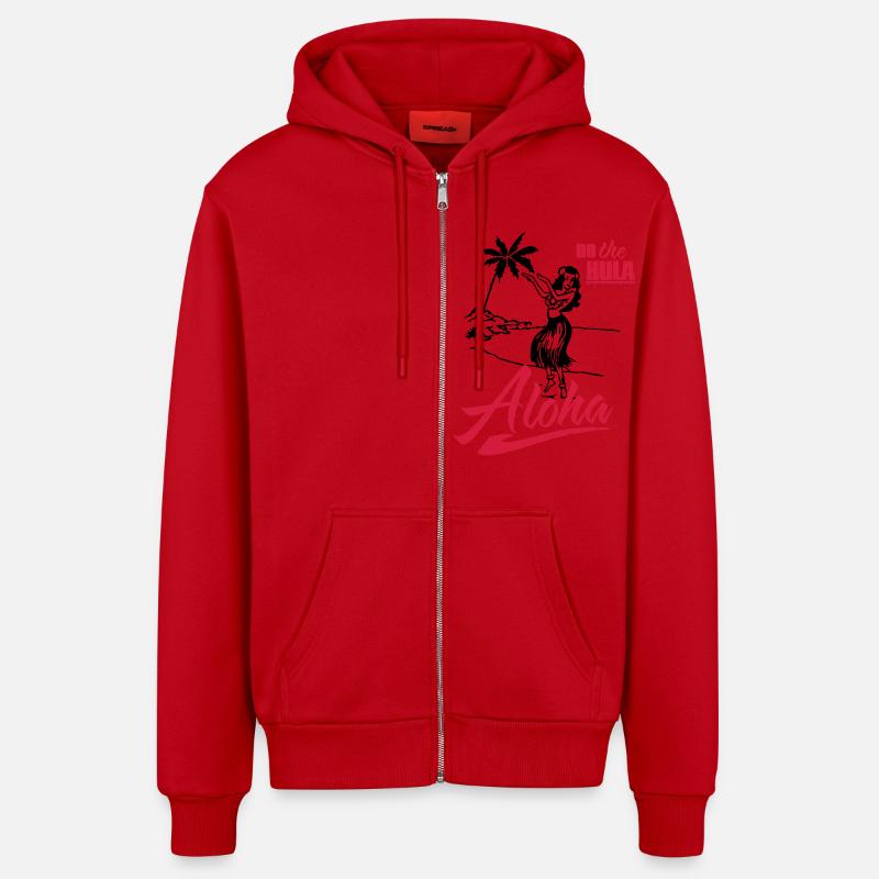 Aloha - Veste à capuche bio décontractée fabriquée en UE - rouge