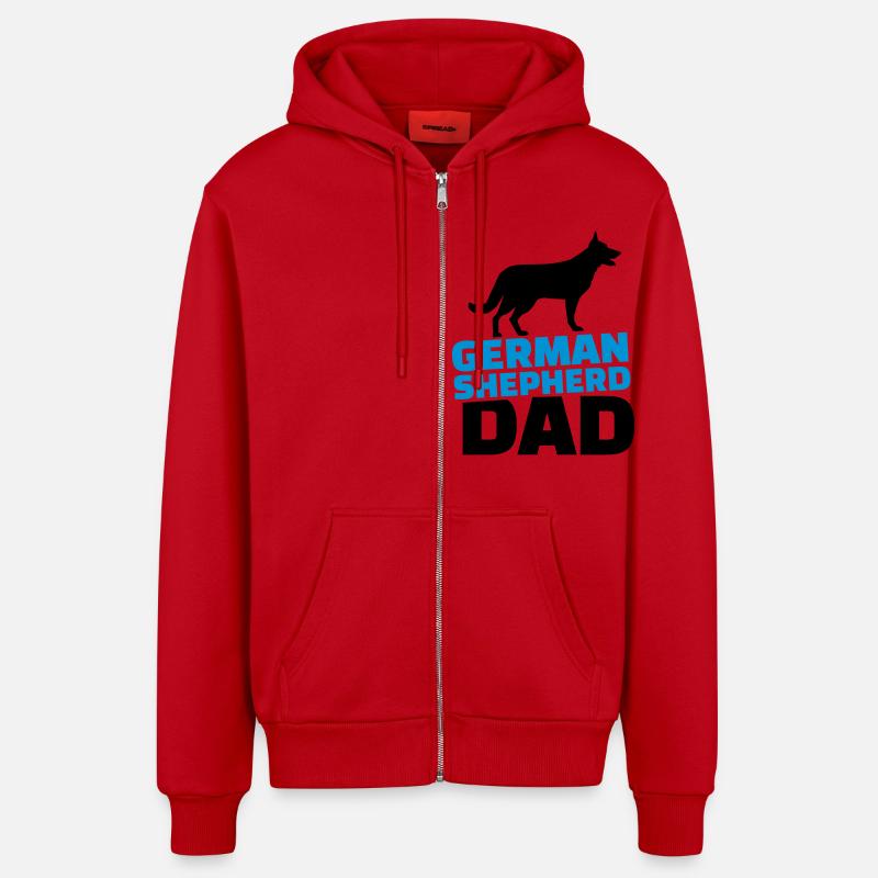 German shepherd Dad - Veste à capuche bio décontractée fabriquée en UE - rouge