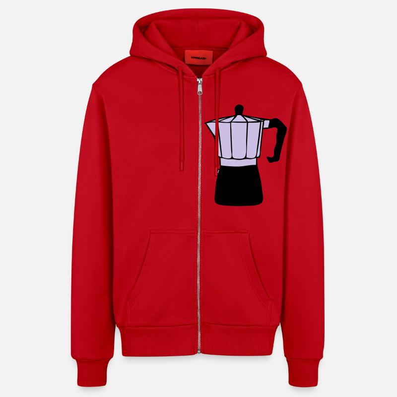 Cafetière - Veste à capuche bio décontractée fabriquée en UE - rouge