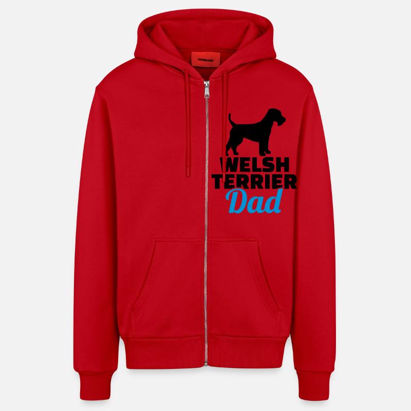 Welsh Terrier - Veste à capuche bio décontractée fabriquée en UE - rouge