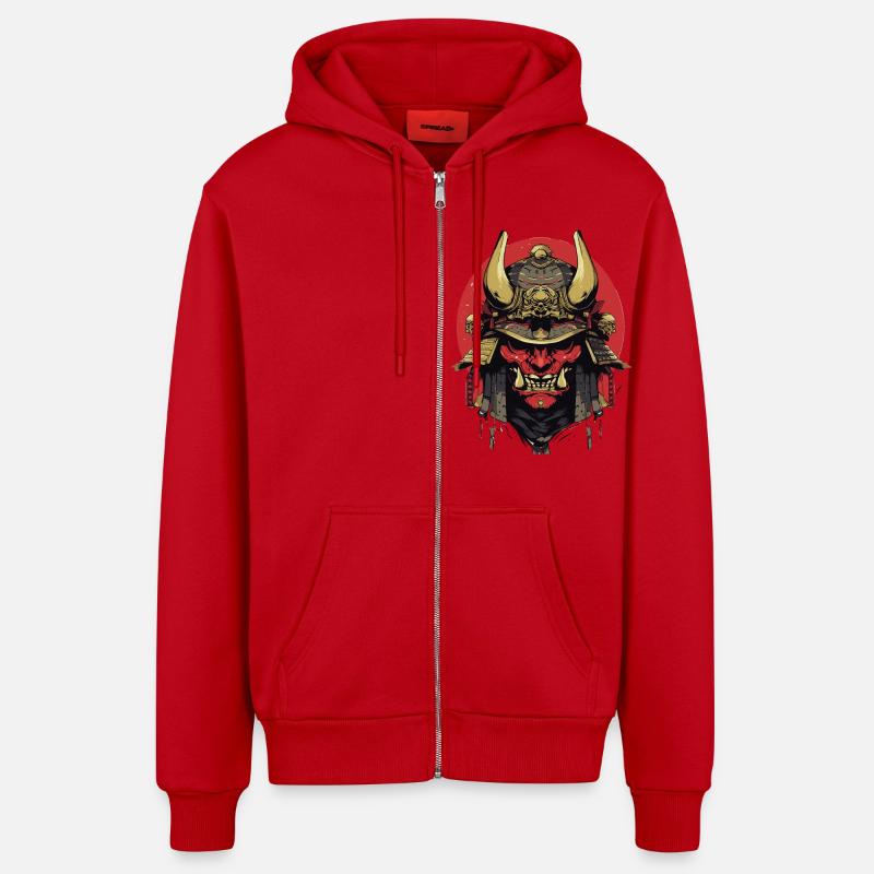Samurai Krieger Shogun Japan - Organic Relaxed Kapuzenjacke Made in EU - Rot