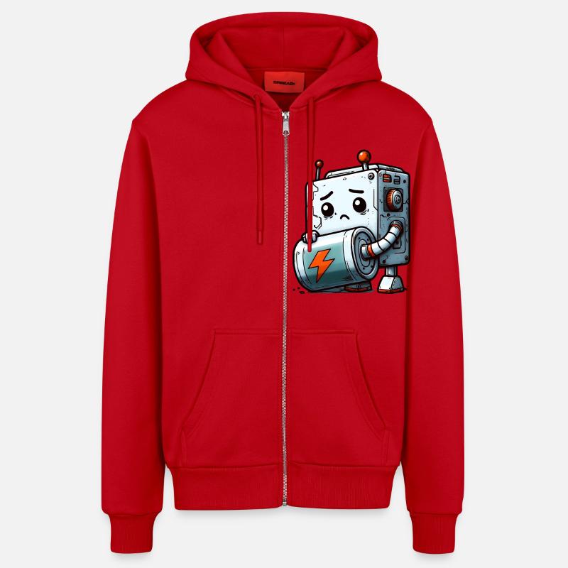 Pile Déchargée Pour Bot Robot - Veste à capuche bio décontractée fabriquée en UE - rouge