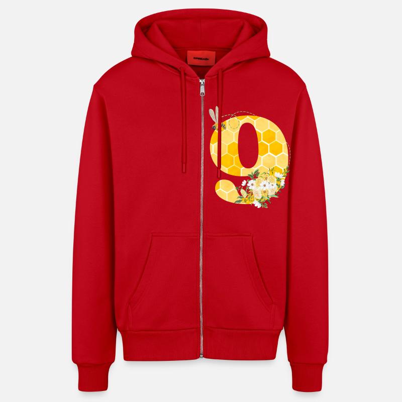 9e anniversaire abeille - Veste à capuche bio décontractée fabriquée en UE - rouge