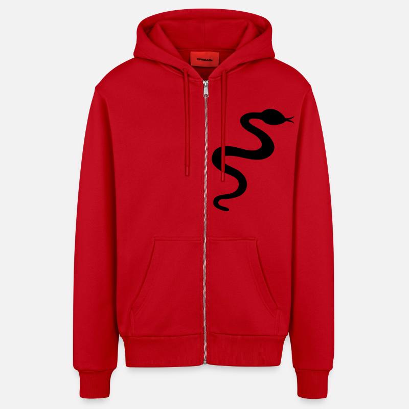 serpent - Veste à capuche bio décontractée fabriquée en UE - rouge