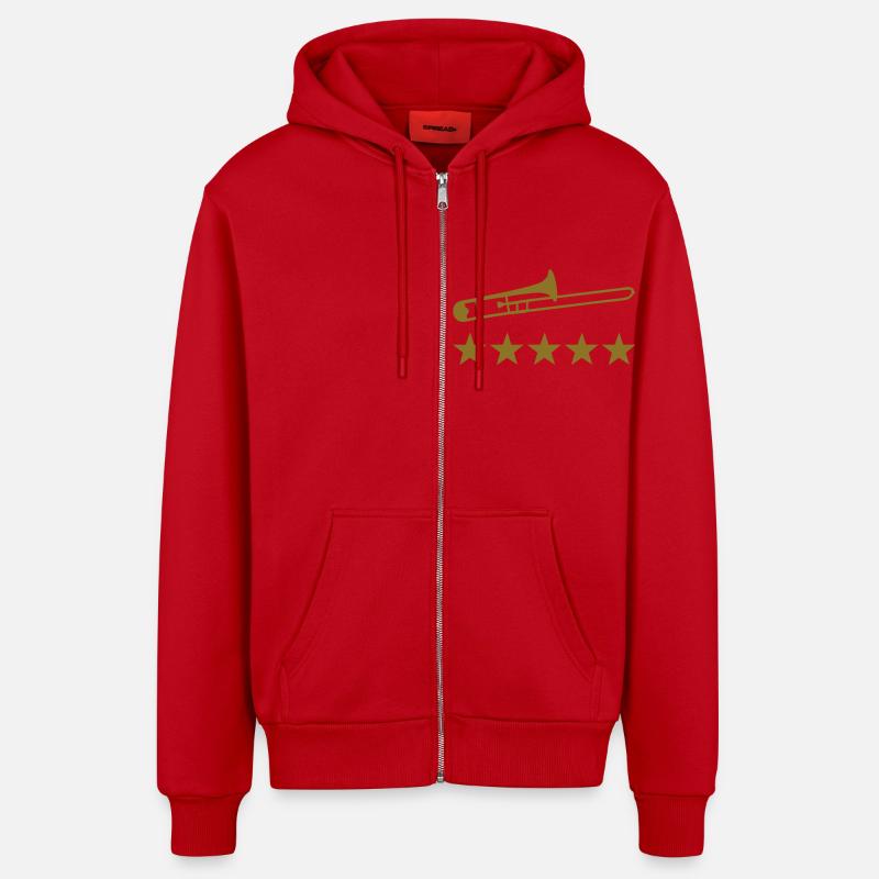 trombone 5 star - Veste à capuche bio décontractée fabriquée en UE - rouge