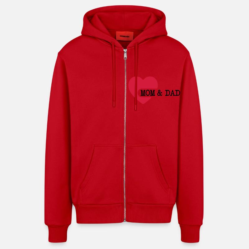 love_mom_and_dad__f2 - Veste à capuche bio décontractée fabriquée en UE - rouge
