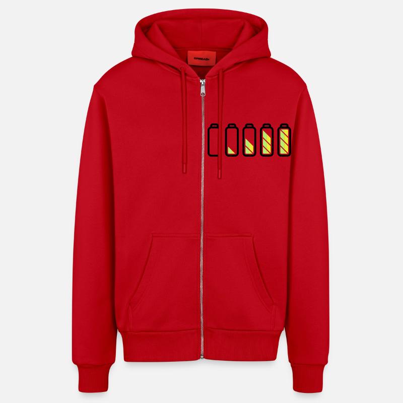 battery_loading - Veste à capuche bio décontractée fabriquée en UE - rouge