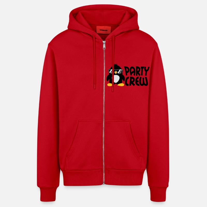 Party Crew Penguin - Organic Relaxed Kapuzenjacke Made in EU - Rot