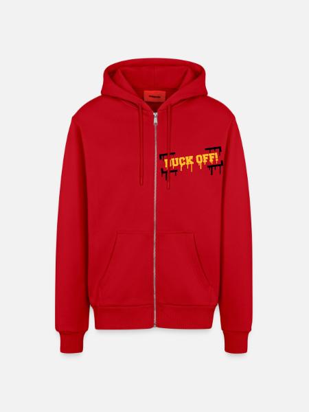 Duck Off Graffiti - Organic Relaxed Hooded Jacket Made in EU - red