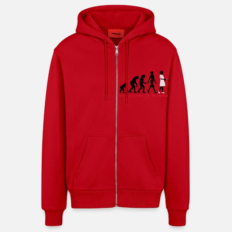 evolution_krankenschwester_122012_c_3c - Organic Relaxed Kapuzenjacke Made in EU - Rot
