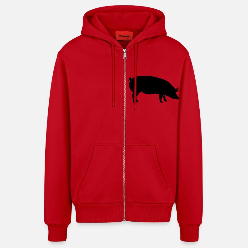 Cochon - Veste à capuche bio décontractée fabriquée en UE - rouge