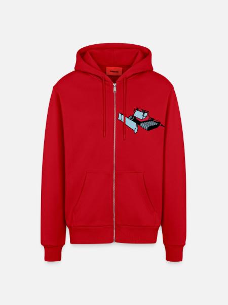 dameuse - Veste à capuche bio décontractée fabriquée en UE - rouge