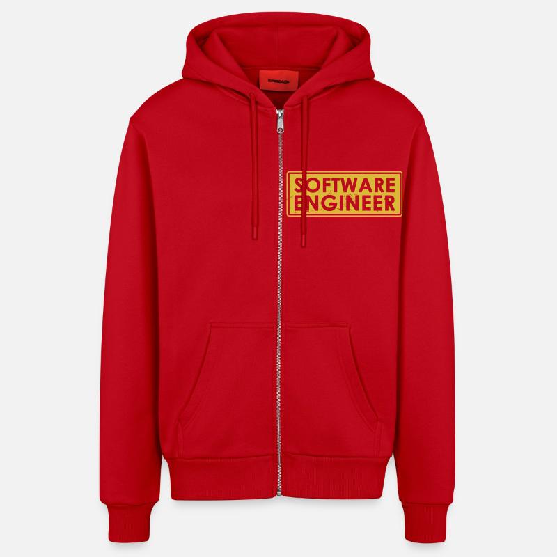 Software Engineer - Organic Relaxed Hooded Jacket Made in EU - red